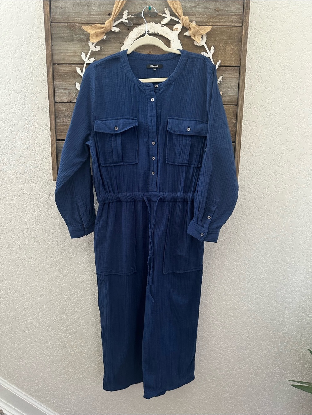 Madewell blue gauzy cotton jumpsuit ladies size 14 Style MC943